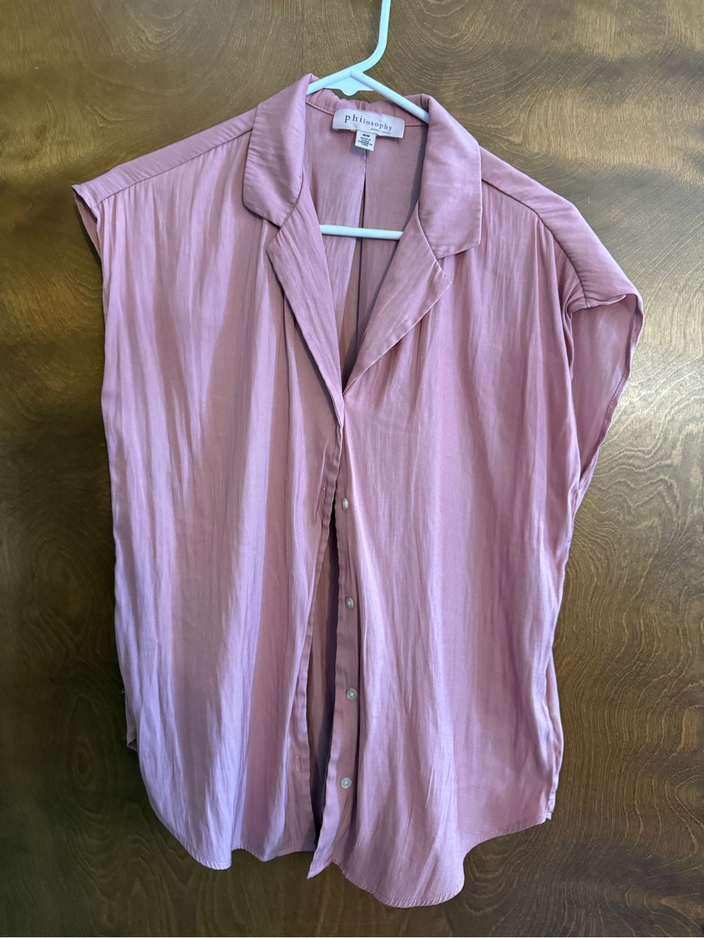 Philosophy Rose Pink Cap-Sleeve Button-Down Top